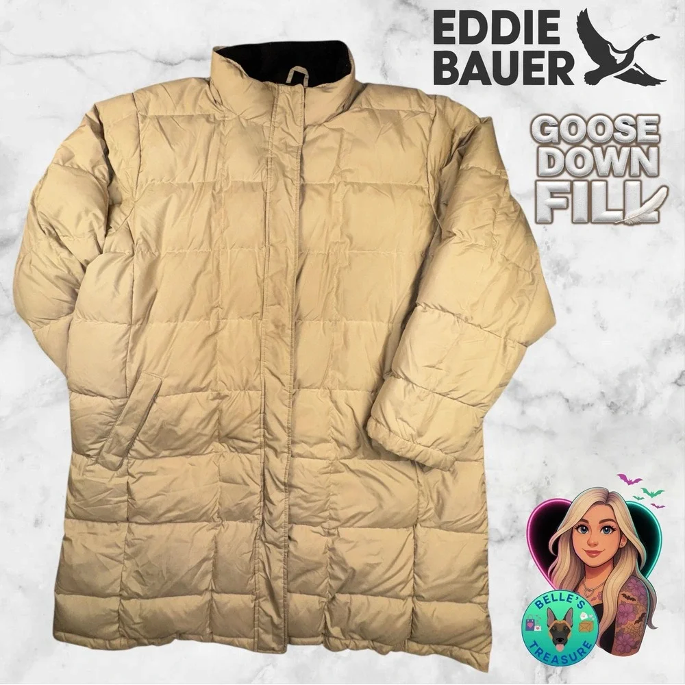 Eddie‎ Bauer Men's 2XL WeatherEdge Parka Tan Down Jacket Quilted Puffer Coat XXL